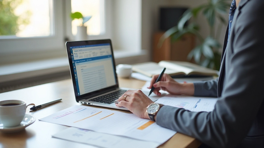 Профессиональное изображение планирования и разбиения целей с ноутбуком и дневником прогресса на рабочем столе