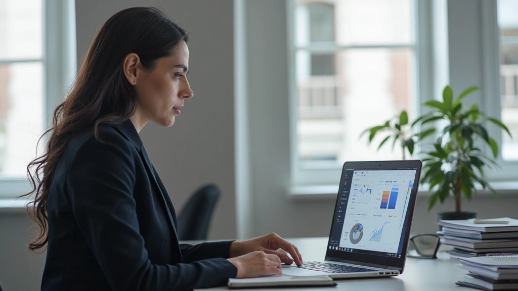 Профессиональный маркетолог анализирует аудиторию на ноутбуке