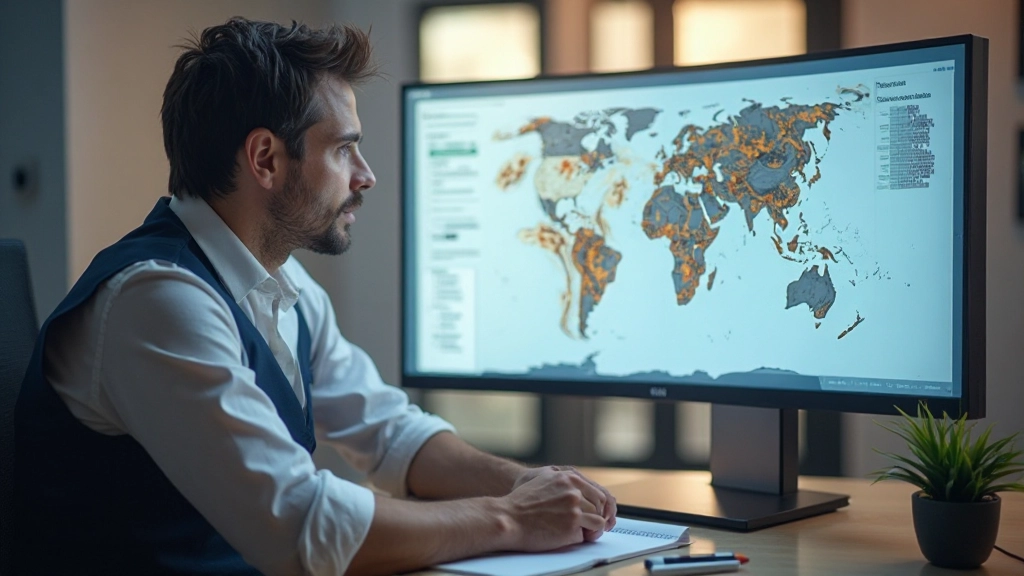 Аналитик работает с географической картой таргетирования аудитории