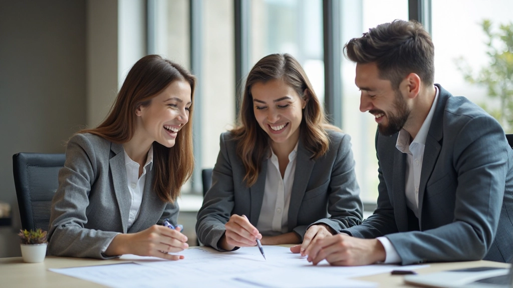 Коллектив профессионалов работает вместе в современном офисе с позитивной атмосферой