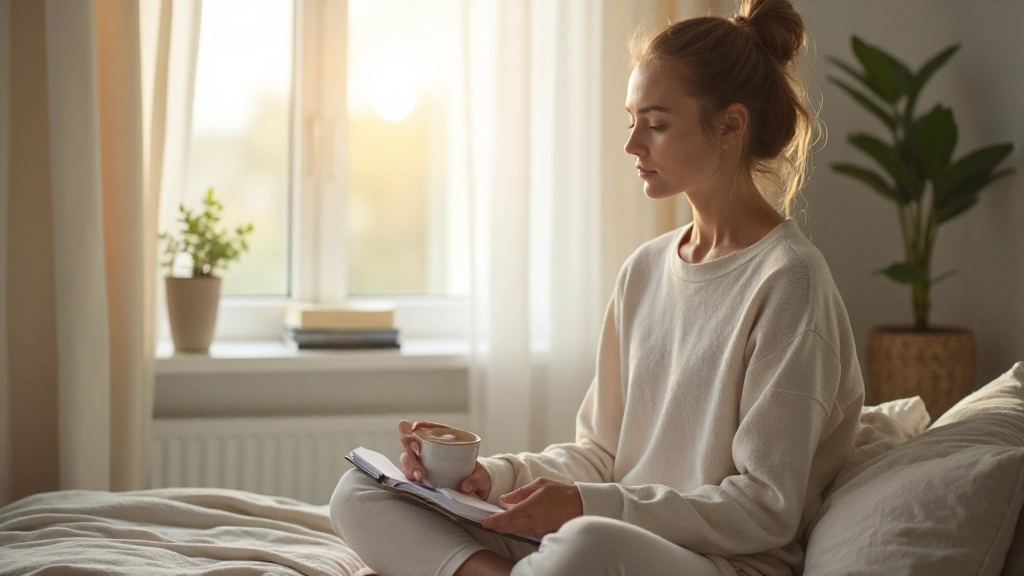 Утренний ритуал с кофе, йогой и медитацией, здоровые привычки